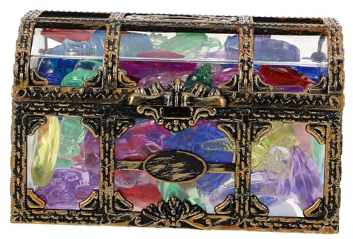 GLSTOY Piratenschatzkiste Mit Acryl-edelsteinspielzeug Bunte Perlen Für Junge Mädchen Schatzsuchspiel Handwerk Zubehör Langlebig Und Robust Für Mädchen