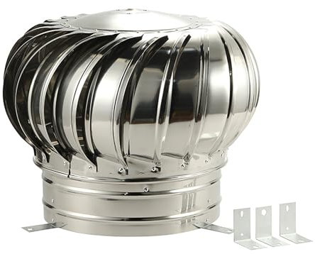 VITIWEDTY Aspiratore Fumi Girevole Inox Cappello Eolico - per Canne Fumarie ø 110 Mm A 400 Mm Comignoli Girevoli, Consumo Zero Attraverso Il Flusso d'Aria Muto Antipioggia (304 150mm)