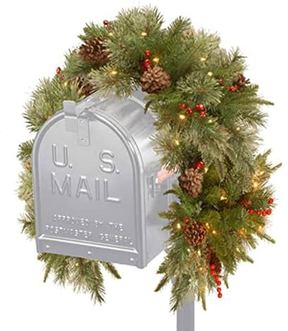 Decorazioni per cassette postali natalizie, decorazioni per cassette postali con luci | Decorazioni per cassetta postale con bacche di Natale - Swag della ghirlanda della cassetta della posta, decoraz
