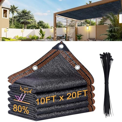 Lianxuia 3x 6m Garden Shade Cloth, 80% Black Mesh Tarp with Reinforced Grommets, HDPE Material Sun Shade Netting for Greenhouse, Garden, Yard Plant, Chicken Coop, Patio, Pergola