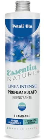 ESSENTIA Profumo per Bucato Linea Intense con Igienizzante, Profumatore Bucato per Lavatrice con Estratti di Oli Essenziali Naturali (Petali Blu, 500 ml, Confezione da 1)