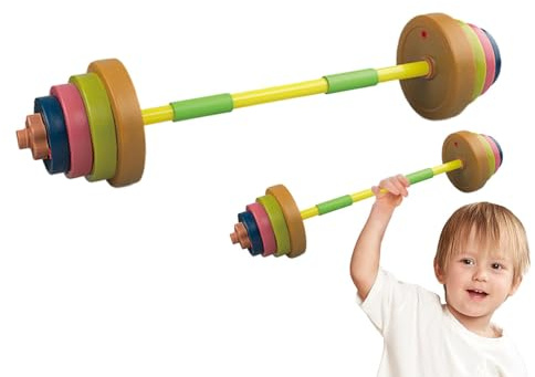 Samuliy Barra de pesas , barra de pesas de entrenamiento para niños - Juego de pesas para niños, de entrenamiento ajustable, aparato de fitness, de entrenamiento corporal para