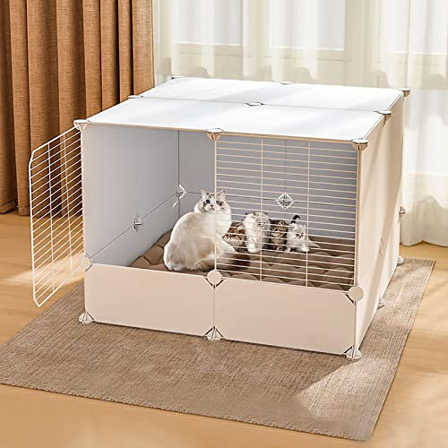 Katzengehege Für Den Innenbereich, Katzenzwinger, Kätzchenlaufstall, Hundekäfige Für Große Hunde, Frettchenkäfig, Haustierlaufstall Für Den Innen- Und Außenber,White-D