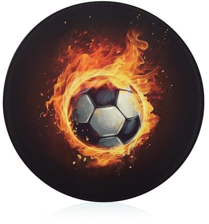 Fire Football Cutting Board for Kitchen Mini Lightweight Chopping Board for Picnic Round Tempered Glass Chopping Block with Scratch Resistant Easy to Clean