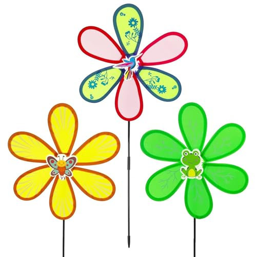 Garden Wind Spinners - Outdoor Wind Sculptures & Spinners - Windproof Windmill Decor with Garden Stake for Courtyard Balcony Lawn
