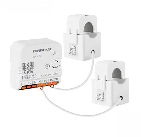 WiFi 2-Phase Smart Energy Meter,120A Max with 2 Clamps,Tuya & Smart Life App Compatible,110V-240V, Real-Time Monitoring & Alarm Function