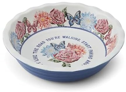 Dolly Parton Pie Dish Durable Stoneware, Even Heat Distribution, Perfect for Sweet and Savory Baking, 10.08 x 10.24 x 2.4 Inch
