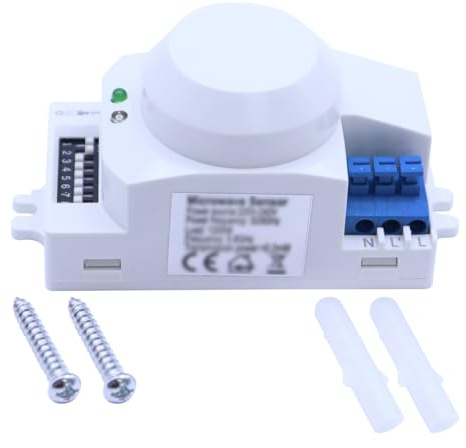 Durlo Microwave Sensor Switches, Microwave Motion Detector Light Switch with 360 Dgree Sensor for Basement Laundry Room Garage Bathroom