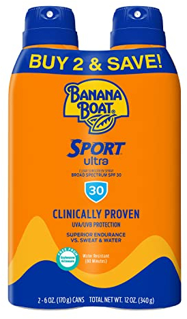 Banana Boat Ultra Mist Sport Performance Broad Spectrum Sun Care Sunscreen Spray - Twin Pack - SPF 30, 6 ounce by Banana Boat