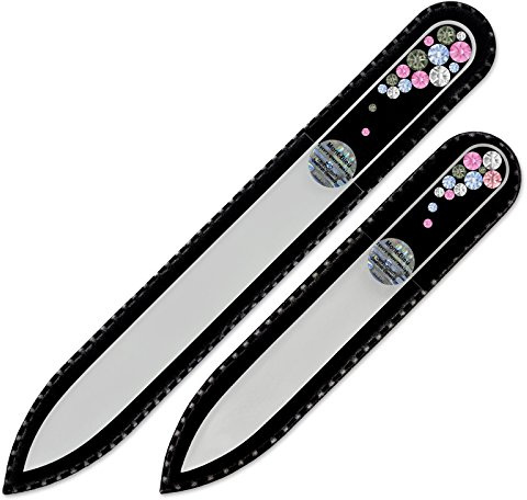 Glasnagelfeile - Mont Bleu Set bestehend aus 2 Glasnagelfeilen von Hand dekoriert mit Swarovski Elements - Geschenk für Frauen, Freundin, Mutter - Geburtstags geschenke für Mama, Frau, Freundin