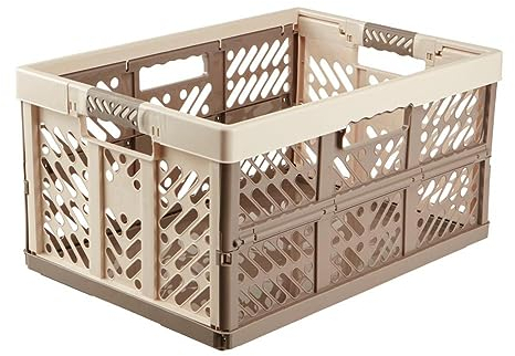 keeeper Stabile Profi-Klappbox mit Soft-Touch Griffen, 54 x 37 x 28 cm, 45 l, Ben, Creme/Taupe
