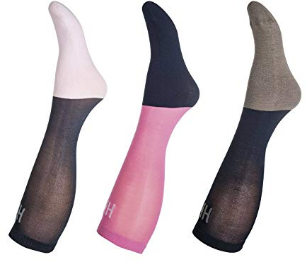 HKM Calzini da equitazione-578039170070 Calze da Equitazione, Rosa/Navy/Grigio, 42 Unisex-Adulto