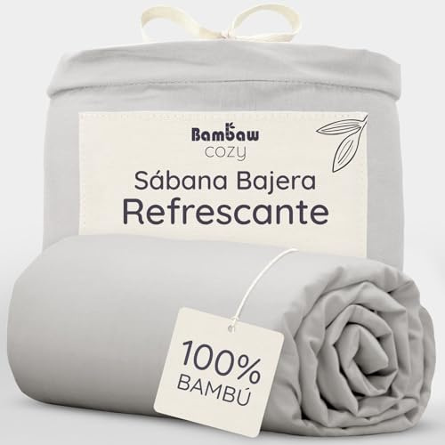 Bambaw Bamboo Fitted Sheet, 160 x 200 cm, Cool Bedding for Summer and Winter Bedding for Better Sleep, Grey
