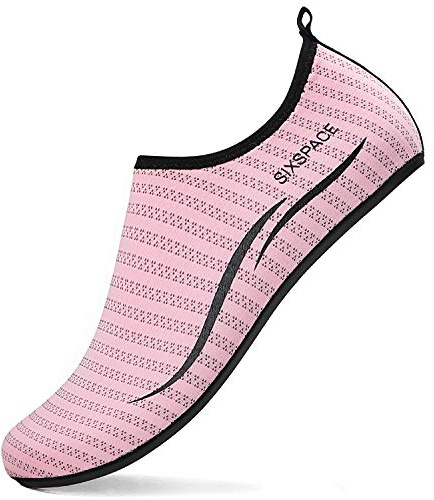 Sixspace Herren Damen Badeschuhe Wasserschuhe Aquaschuhe Strandschuhe Schnell Trocknend Slip on Breathable Schwimmschuhe Surfschuhe für Beach Pool Surfen Yoga 485 Rosa 38 EU