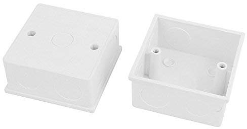 2 pezzi 86 x 86 x 40 mm, design quadrato in PVC, interruttore Pattress scatola posteriore.