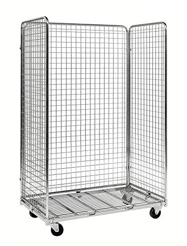 Gitterrollwagen 400 kg, mit 3 Seiten, LxBxH 1.150 x 665 x 1.790 mm, verzinkt