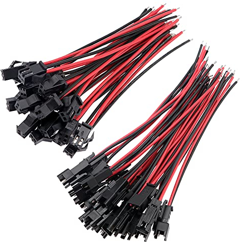 YIXISI 25 Pairs JST SM 2-Pin Plug Maschio a Femmina Cavo EL Cavo Adattatore, 22 AWG JST 2-Pin Adattatore Micro Elettrico Spina Connettore Maschio e Femmina