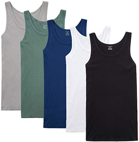 NUOZA Unterhemd Herren 3/5er Pack 100% Baumwolle Tank Top Ärmellos | Angenehm weich, atmungsaktiv, feuchtigkeitsabsorbierend, als Unterhemd oder Oberteil tragbar, etikettloses Design