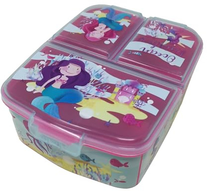 Theonoi Meerjungfrau Brotdose für Mädchen – Lunchbox mit 3 Fächern | mit Unterteilung – BPA-frei – Ideale Bento Box für Schule & Kindergarten