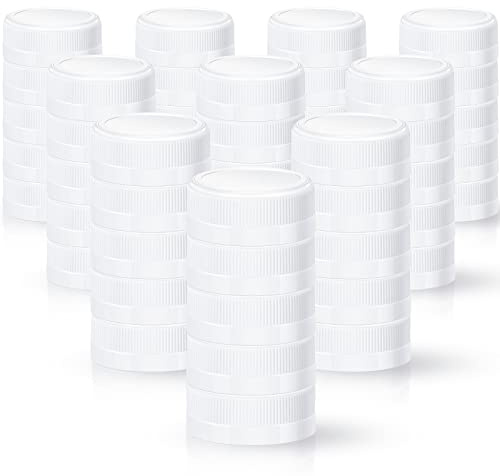 Rozer 50 Pcs White Plastic Bottle Caps 38 mm for Empty Juice Bottles, Tamper Seal Lids Container Lids Bottle Caps for Crafts DIY, 4, 8, 12, 16, and 32 oz Container