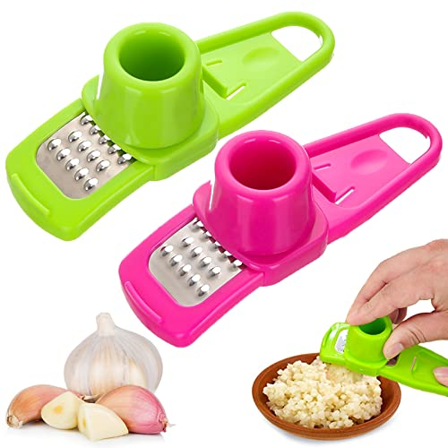 LLGLEU Multifunktionaler Manueller Knoblauchschneider Knoblauchpresse - Handlich & Leicht zu Reinigen Pressen Sie Knoblauch Ingwer Mühelos (Kein Schälen Nötig) Extra Stark Strapazierfähig (2PCS)