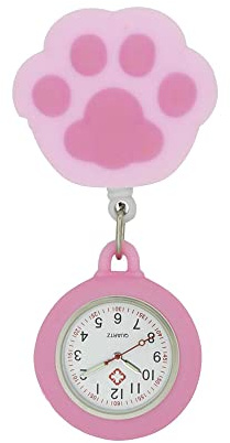 SEIWEI Reloj portátil de enfermera con clip en la solapa, reloj de solapa de cuarzo para enfermera, reloj de bolsillo para enfermera, Rascador para gatos