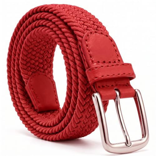 Kinder Stretchgürtel Unisex – Elastischer Flechtgürtel für Jungen & Mädchen | Für Bundmaß 75-90cm, Breite 25mm, lochlos stufenlos verstellbar, abwaschbar, dehnbarer Komfort, viele Farben & Designs