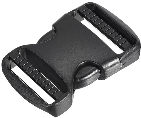 QUARKZMAN 3.5cm Breite Plastikschnalle Flach Seite Schnellspanner, Schwarz | Schnalle Klipp für Gurtband Rucksack