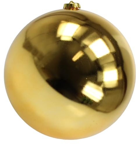 Palla di Natale Gigante Ø 15 cm in Plastica LUCIDA ORO ROSSO ARGENTO Infrangibile Resistente Ai Raggi UV per Esterno Decorazioni per Negozio, Vetrina, Luminarie Esterna Sfera Natalizia (ORO)
