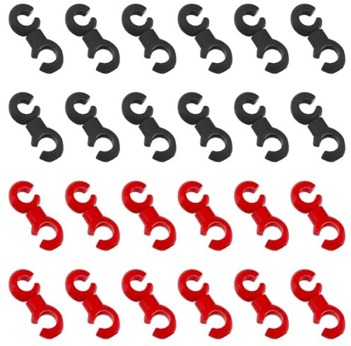 HOBBIESAY 40Pcs 2 Colors Resin Bike Cable Clips Black Red Bicycle Cable Buckles Rotatable Brake Line S Shape Clasps for Bicycle Supplies Bike MTB Brake Gear Housing Fixing Holder Guide