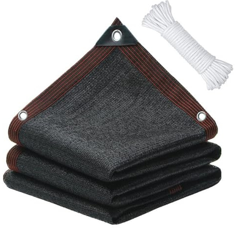 Red De Sombra,Malla Sombra con Ojales, Malla Sombreadora Jardin,Lona Sombra Exterior,Fácil De Colgar,Resistente a Los Rayos UV,Transpirable Y Protector Solar,para Pérgola, Jardín (Negro-3x3m)