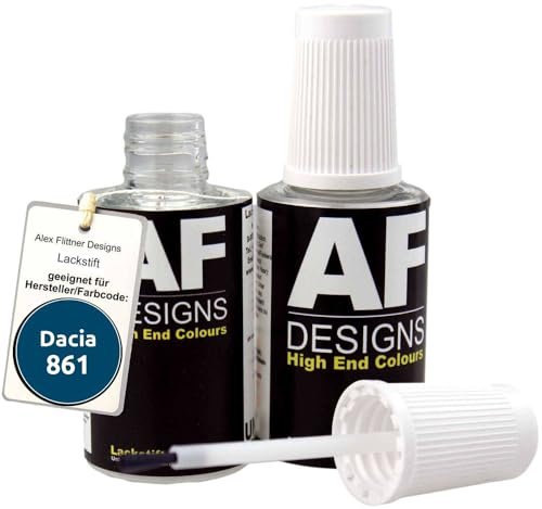 Alex Flittner Designs Lackstift Set kompatibel mit Dacia 861 Dunkelblau schnelltrocknend 2x20ml Autolack