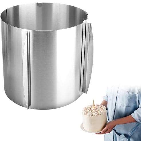 Adjustable Cake Ring 16 to 30cm, Frost Form Cake Kit, Cooking Pastry Mould, Stainless Steel Baking Ring Suitable for Dessert Baking