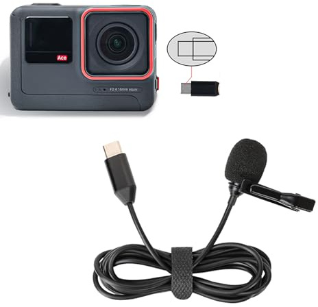 Lavalier Microphone Compatible for Insta360 Ace Pro/360 Ace, Noise Cancelling Microphone Type C Microphone Cable 1.5 m