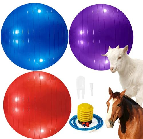 WoYous Pferdeball Haustier Ziege Ball Lamm Spielzeug Pferd Hund Training Übung Ball Spielzeug mit Inflator Pumpe für Haustier Hunde Ziegen Pferde zu Spielen in Outdoor Unterhaltung (Mehrfarbig)