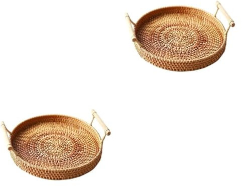 XINCXIN Cestino portaoggetti in tessuto di vite, cestino portarotolo for carta igienica, 2 pezzi in rattan, cestino portaoggetti, cestino portapane in vimini, cestino portapane intrecciato