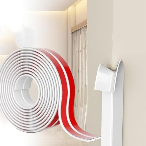 Selbstklebende Kantenschutz Leisten Kantenschutzleisten aus TPE –2cmx3.0m Wasserdichte Weichsockelleiste für Türen, Fenster, Wände & Böden – Schneidbar, Flexibel, Ideal für Küche,Renovierung (Weiß)