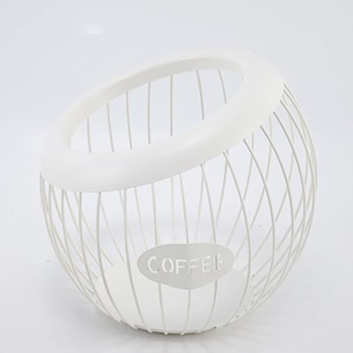 Corbeille à fruits en fil métallique robuste de grande capacité - Support pour capsules de café - Support décoratif pour centre de table pour cuisine moderne, comptoir, salon (blanc, sans base)