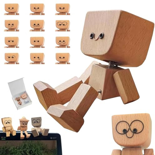 Orgone Shaking Wooden Man Figurine, Wooden Figure that Sways Handmade Car Dashboard Decorations, Charming Little Wood Figure that Sways Shake Your Feet Happily Wood Toy Gifts (A - 1PCS)