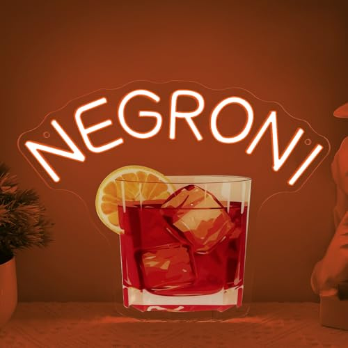 Cocktail Enseigne Lumineuse,Negroni Neon LED Décoration pour Bar Club Party Fête Pub Boutique Restaurant Cuisine,Cocktail Dimmable Neon Sign Mural Cadeau pour Homme Femme USB Powered（13*10.2）