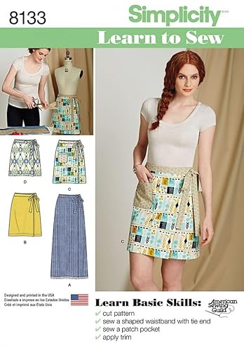Simplicity Ladies Easy Learn to sy sömnadsmönster 8133 Wrap kjolar
