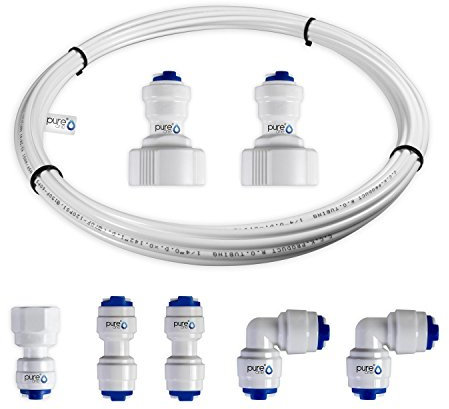 PureOne Profi-Set D1. 1/4 Zoll. 8-Teilig. Universal Anschluss-Set für Wasserzulaufleitungen 3/4 (IG) Adapter. Wasserfilter, Osmose, Spülmaschine, Side-by-Side Kühlschränke. 7 Meter