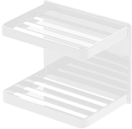 Yamazaki Industries 3809 - Portasapone magnetico da bagno, a 2 ripiani, bianco, circa 12 x 8,5 x 10 cm (larghezza x profondità x altezza), a torre, poggia sapone, contenitore per il bagno