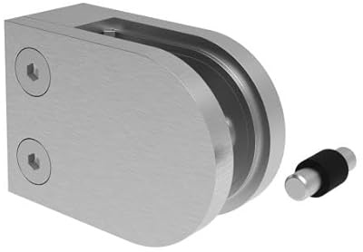 Sellon24® Edelstahl Glashalter Klemmhalter Glasklemme Geländer halbrund 63x45 Pfosten 42,4 Profil flach Halterung Halter V2A Glasgeländer Balkon Terrasse Treppen Gelaender Glashalterung Klemme MOD22