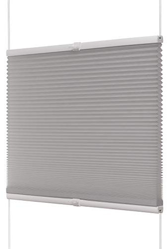 Ventanara® Waben Plissee ohne Bohren Grau tageslicht Klemmfix Plisseerollo Thermo Faltrollo verspannt inklusive Premium Klemmträger 85 x 130 cm