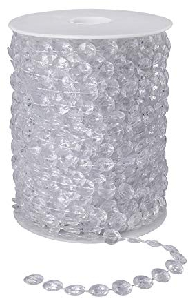 Guirnalda de perlas de cristal, 30 metros, transparente, acrílico, pedrería, guirnalda para boda, fiesta de cumpleaños, dormitorio, decoración