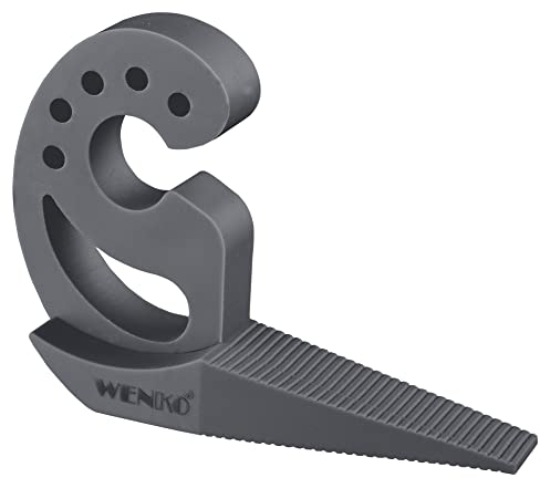 WENKO Multi-Stop Mod. Multi-STOP vielseitiger Tür-& Fensterstopper Puffer Türpuffer Keil Fingerschutz für Türen Fenster & Schubladen flexibel anpassbar aus Kunststoff Maße 11,8 x 7,7 x 2,5cm Anthrazit
