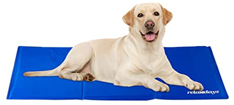 Relaxdays Kühlmatte Hund, selbstkühlend, abwischbar, robust, mit Gel, Kühldecke für Tiere, Kältedecke 60 x 100 cm, blau