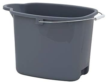 Superio Plastic Bucket with Grip Handle, 16 Liter Large Spout Cleaning Pail Grey, Heavy Duty Bucket Home Floor Mopping, Bath, Car Wash, Bowls for Camping, Fishing