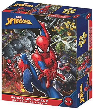 PRIME 3D Marvel Spider-Man, 3D-Linsenraster-Puzzle, 61 cm x 46 cm, 500 Teile, Spiele und Puzzles, ab 6 Jahren